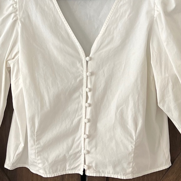 Levi's Teegan Mutton Sleeve Button Up Blouse Coconut Milk White Size Medium - Picture 5 of 8
